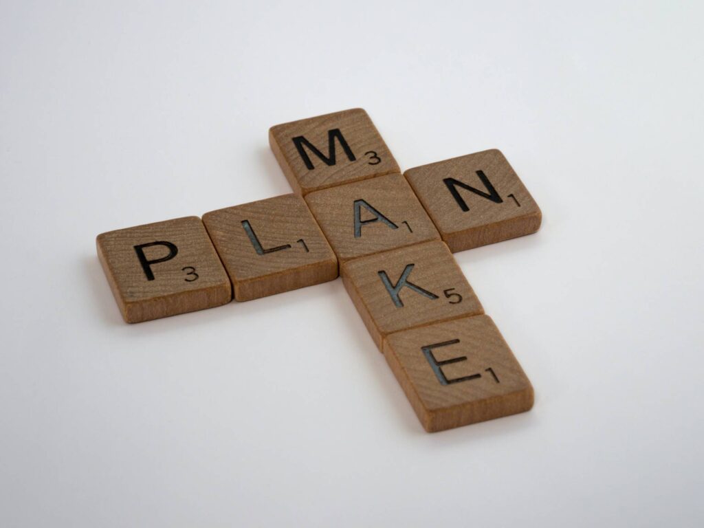 Graphic saying "make plan" to represent what a content strategy template it