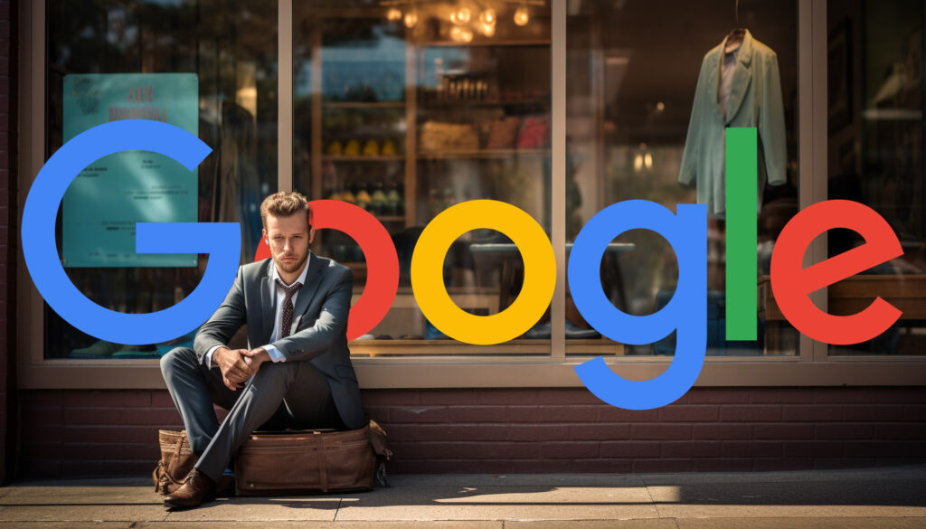 Business Man Locked Out Of Closed Store Google Logo