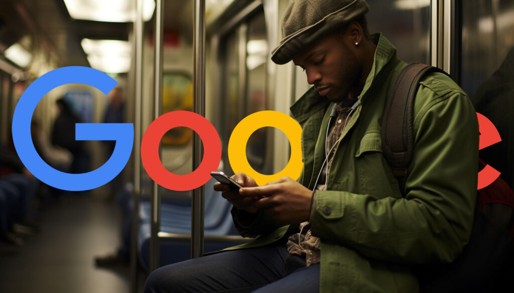 Man Subway Phone Google Logo