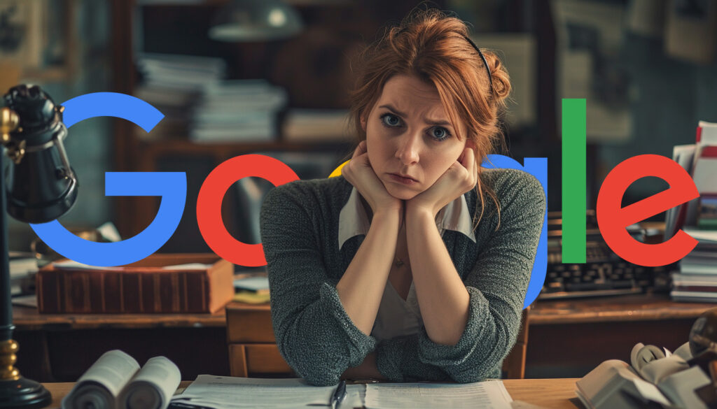 Upset Female Writer Google Logo