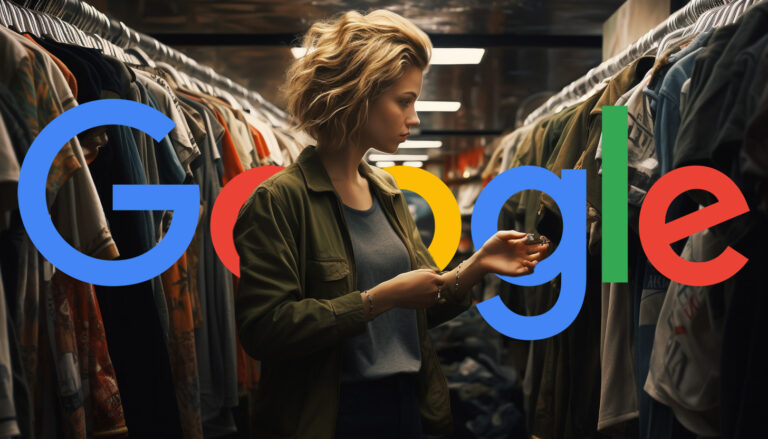 Woman Looking Through Clothing Google Logo