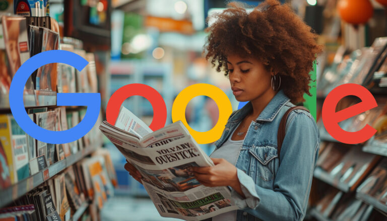 Woman Newsstand Paper Google Logo