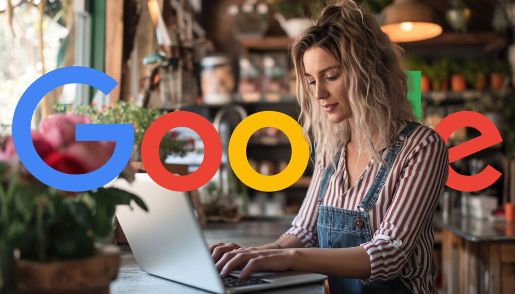 Woman Small Business Owner Laptop Google Logo