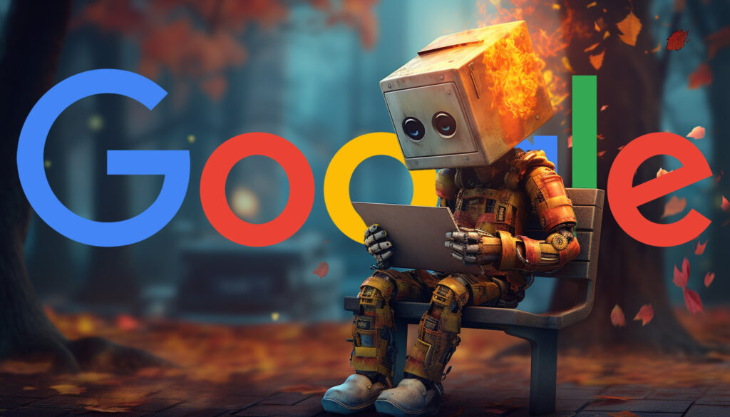 Google Robot Newspaper Bench Fire