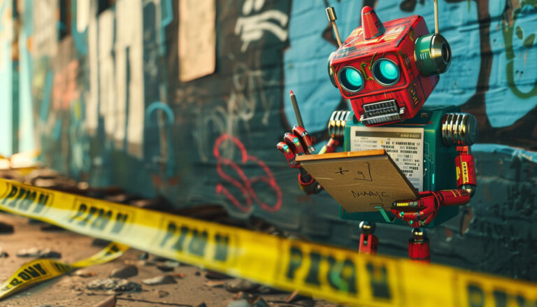 Google Robot Taking Notes Crime Scene