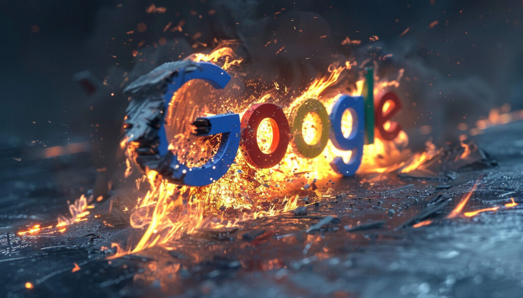 Google Logo Cracking Burning