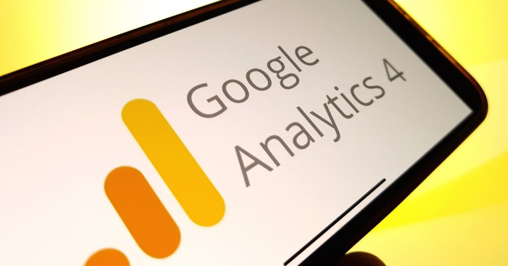 Google Analytics 4 logo displayed on mobile phone screen