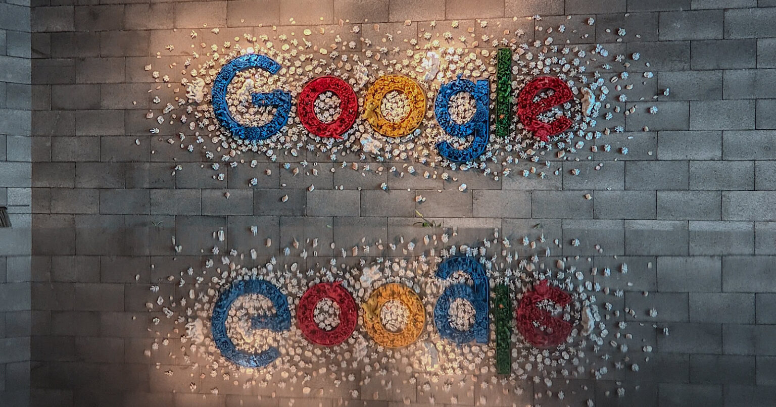 Google logo inside the Google Indonesia office in Jakarta