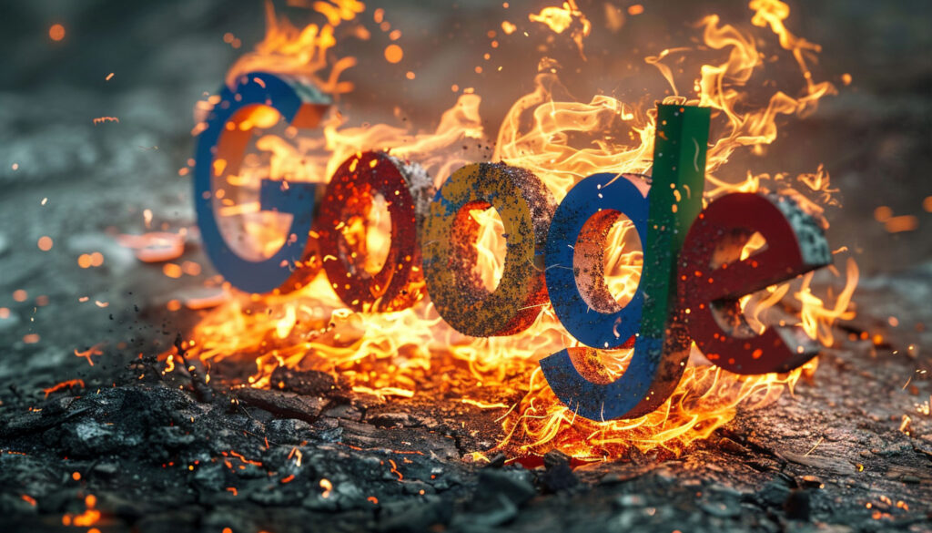 Google Logo Burning Ashes