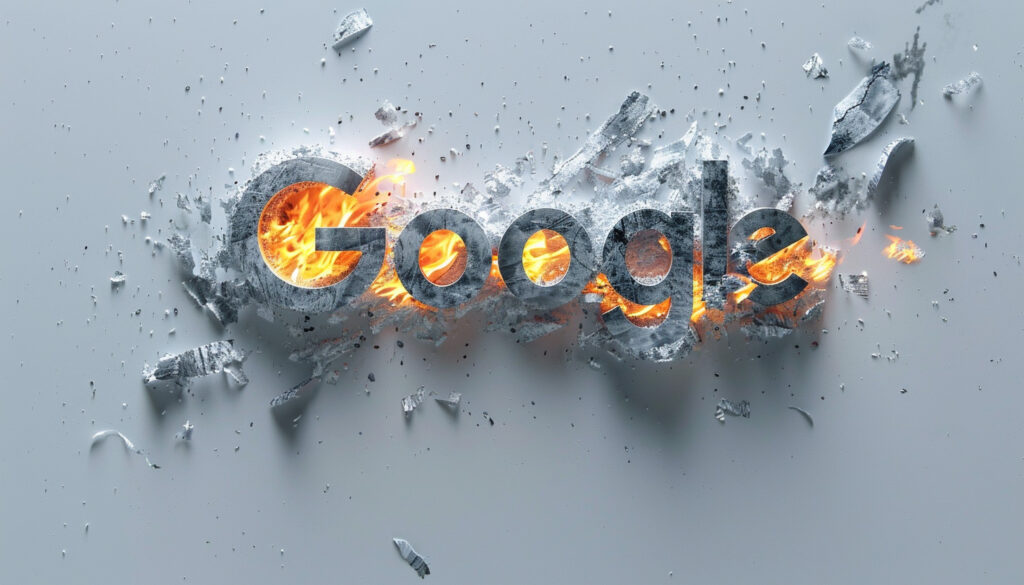 Google Paper Logo On Fire