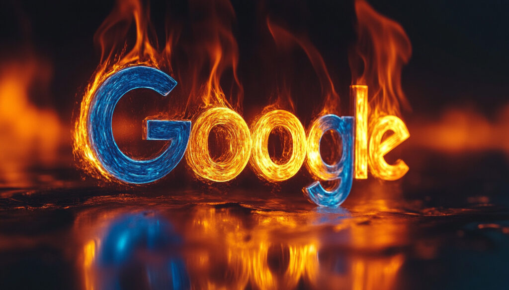 Google Logo Melting Fire